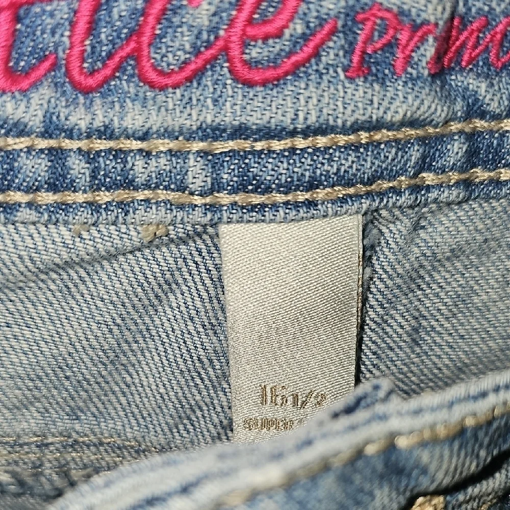 Justice Girls  Light Blue Denim Patchwork Jeans Size 16½